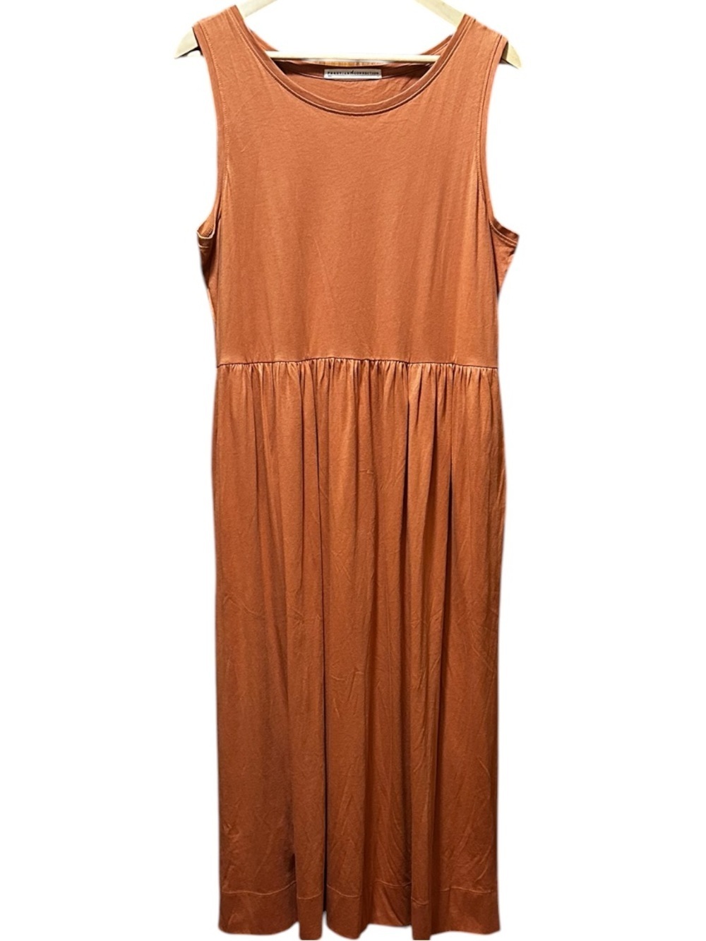 Peruvian Connection Sleeveless Rust-Orange Maxi Dress 100% Pima Cotton